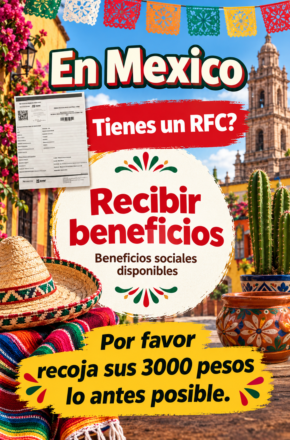En Mexico: tienes un RFC? Recibir beneficios sociales disponibles.